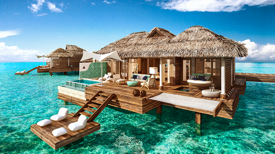 overwater bungalows at sandals royal caribbean jamaica