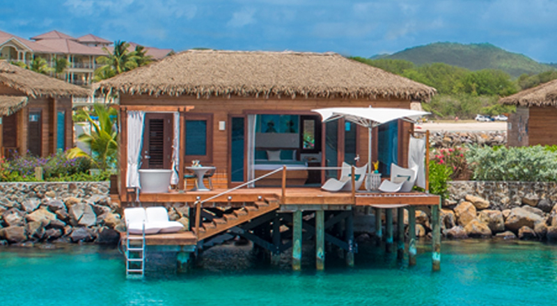 overwater bungalows at sandals grande st. lucian caribeban couples only hotel
