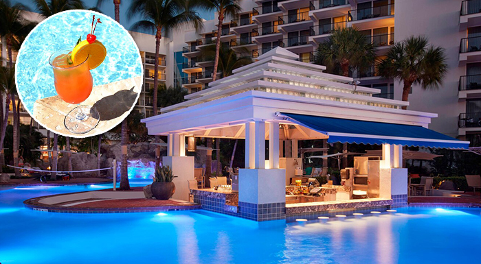 swim-up pool caribbean bars aruba marriott resort and stellaris casino