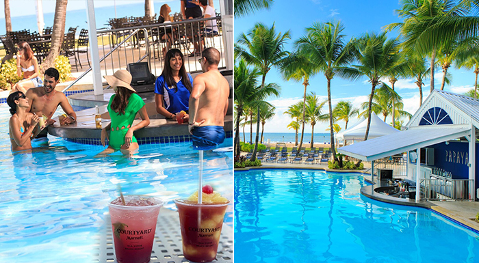 swim-up pool caribbean bars courtyard by marriott isla verde beach resort puerto rico